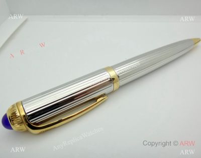 Roadster De Cartier Silver Ballpoint Pen / Gold Clip / Vertical Model